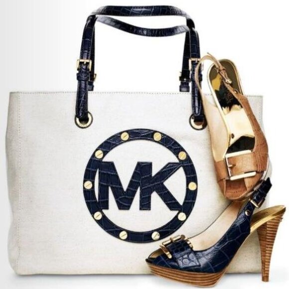 MICHAEL by Michael Kors Long Down Puffer Jacket Faux Fur Hood Sz LG - Picture 2 of 15